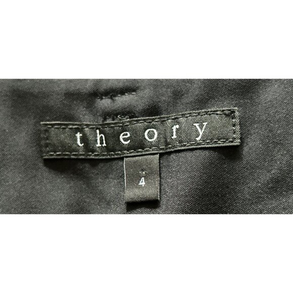 THEORY Black Pants Trousers Cotton Blend Site Pockets Size 4 - Picture 5 of 6